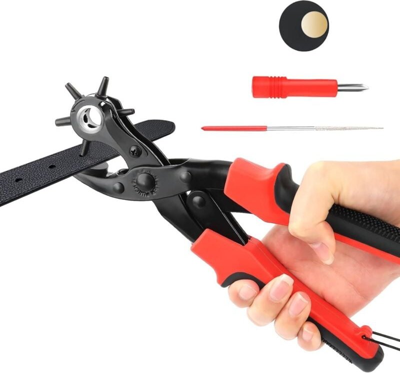 Rnemitery - Gürtellochgerät, Lochzange, Ledergürtellochzange, Lederstanzer, runder Locher für Ledergürtel, DIY-Bastelpro...