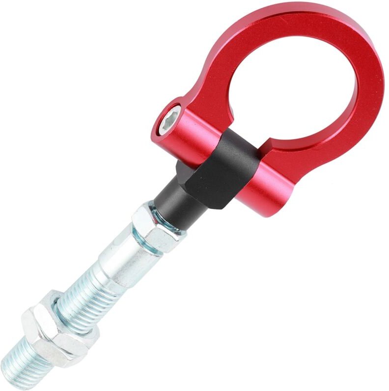 Aramox Auto-Abschlepphaken, Hochleistungs-Abschlepphaken mit Klappring, rot, Rennwagen-Nachrüstung, geeignet für Veloste...