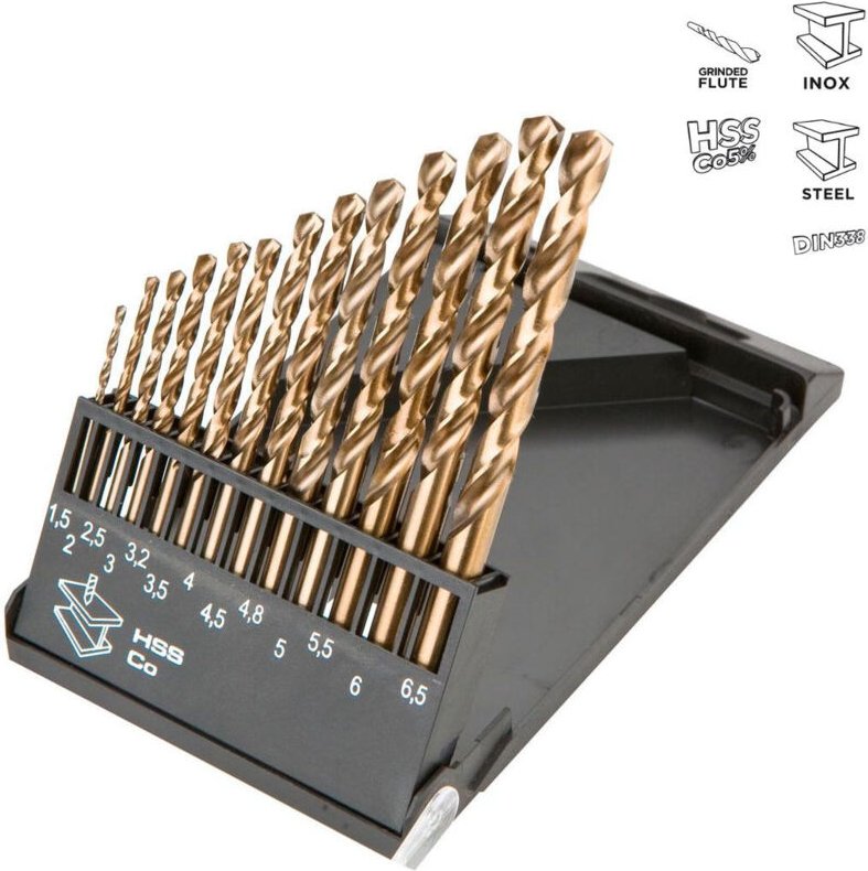 13 tlg. Profi Metallbohrer Set HSS-Co 1.5 - 6,5 mm