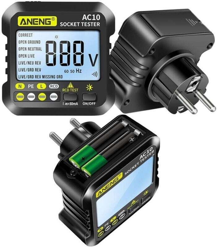 Testeur De Prises Numérique 90-250V AC Avec Affichage LED Détecteur Polarité Test Phase Voltmètre Multifonction