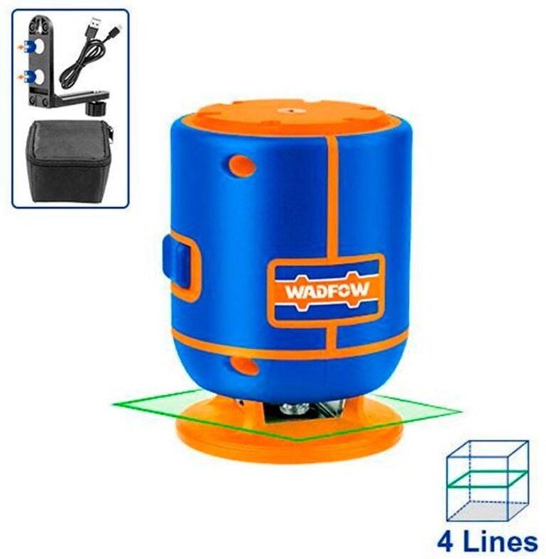 WADFOW Selbstnivellierende horizontale Laser-Wasserwaage mit grünen Strahlen, 30 m, Genauigkeit ±3 mm