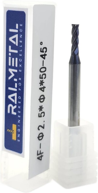 Vollhartmetall-Fräser 2,5 x 4D x 50 mm, 4 Schneiden, 45 HRC