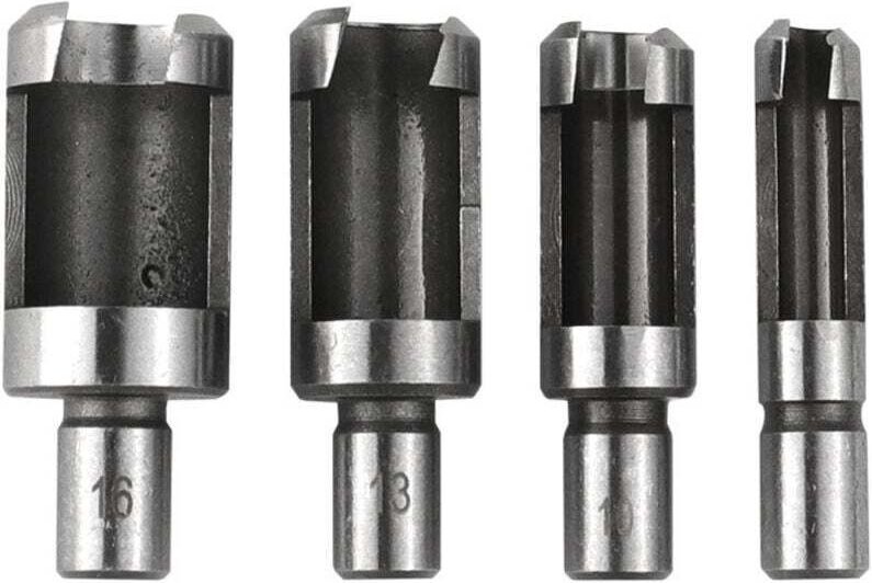 4-teiliges Set Holzdübelbohrer (6/10/13/16 mm), Rundschaft-Zapfenbohrer aus Kohlenstoffstahl, Standard-Holzdübelbohrer f...