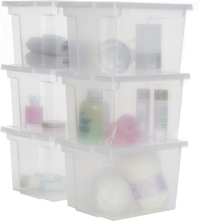 6er-Set Aufbewahrungsboxen aus Kunststoff, Multifunktional, 10 l, Deckel, Ergonomischer Griff, Büro, Zuhause - ddusb-s -...