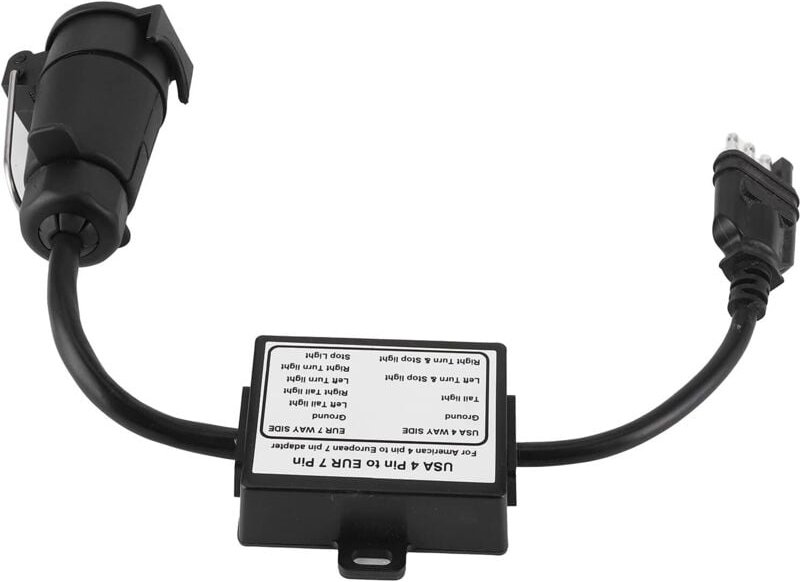 4- auf 7-poliger Anhängeradapter, anwendbarer USA-4-Wege-Anhängerkabeladapter auf 7-Wege-Anhängerstecker, für Autos, LKW...