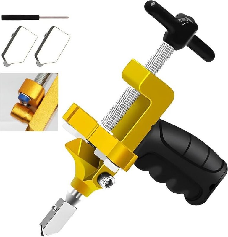 2-in-1 Glasschneidwerkzeug-Set: Tragbares Handglasmesser aus Wolfram mit 2 zusätzlichen Wolframklingen und Schraubendreh...