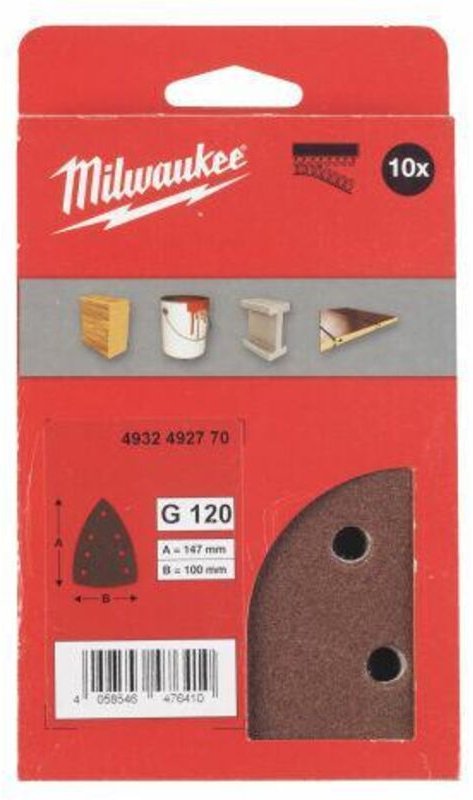 MILWAUKEE DELTA SCHLEIFPAPIER 100mm x 147mm 7 LÖCHER P40 /10 Stück.