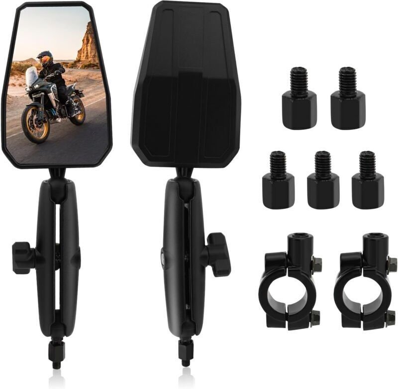 Paar Lenkerendenspiegel für Motorräder, universell verstellbare 360°-Seitenspiegel für Motorräder, kompatibel mit Roller...