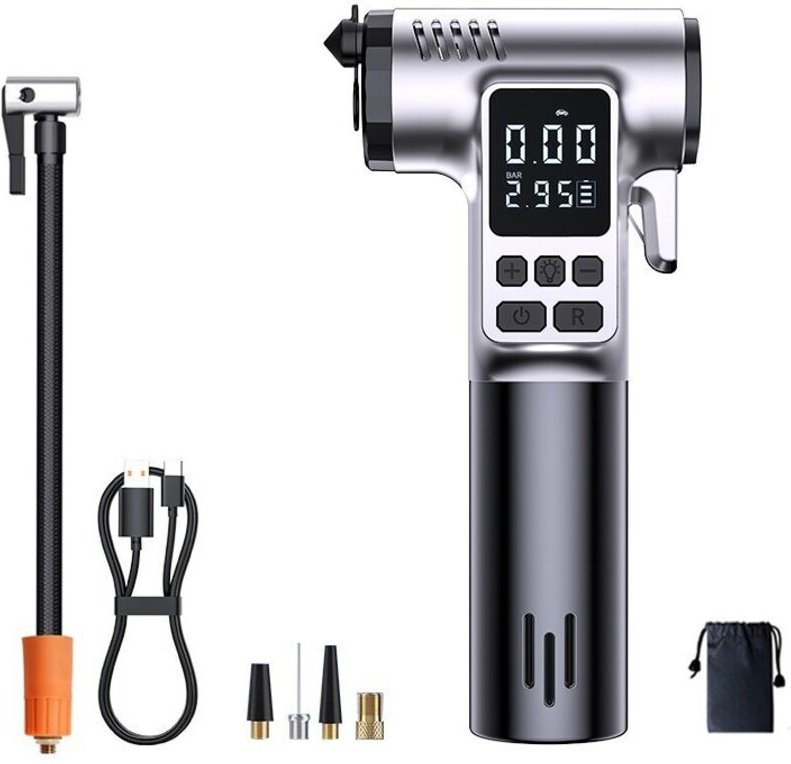 Kabelloser Reifenfüller für Autos, 4000 mAh, 150 PSI, mit LED-Licht, Sicherheitshammer, 5 Modi, wiederaufladbarer Luftko...