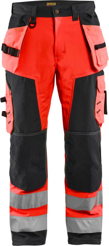 Arbeits-Softshellhose Hochsichtbarkeit 1567 - Neonrot/Schwarz XL - FR(50) - SE(C56) - Kurz