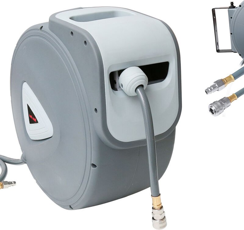 Randaco Druckluft Schlauchtrommel 30m+2m Automatischer Einzug 1/4" Anschluss 18 bar Ø15mm Automatik Schlauchaufroller Dr...
