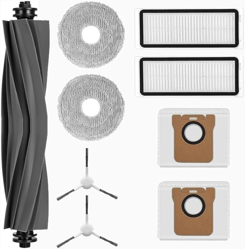 9 Stück Zubehörset für Dreame L10s Ultra/L10 Ultra/L10 Prime, 1 Hauptbürste, 2 Staubbeutel, 2 Wischtücher, 2 Filter, 2 S...