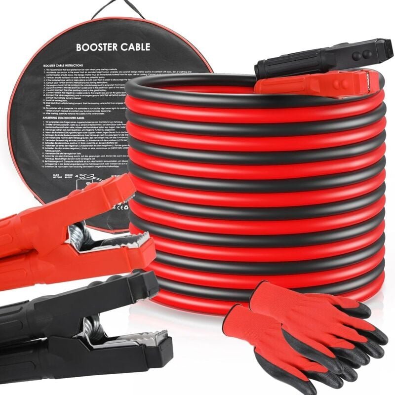 4M 3000A 50mm² Starthilfekabel, Autobatteriekabel, Autobatterie-Krokodilklemme für 12/24V Benzin- und Dieselmotoren