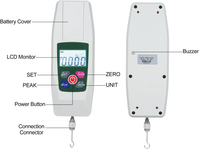 Decdeal Digitaler Kraftmessstufe automatische Herunterfahren und Ziehmesser -Dynamometer -Spannungsdrucktester 500 N/50 ...