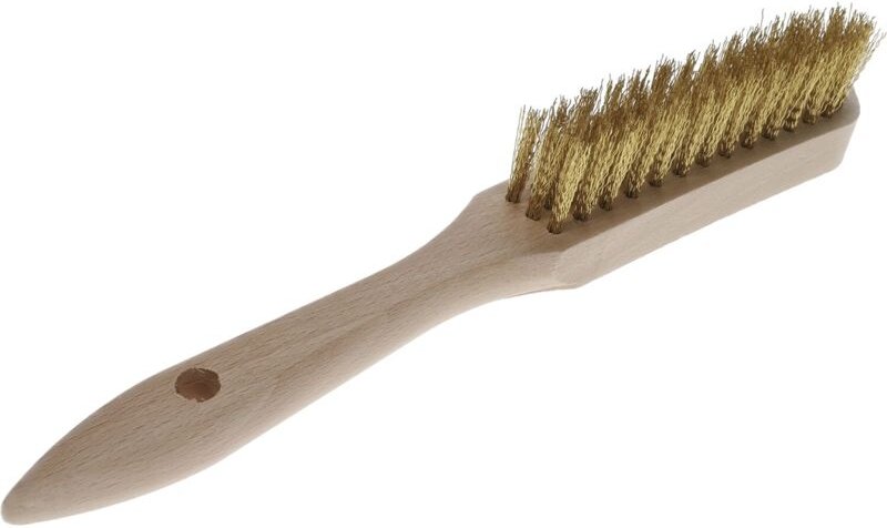 Drahtbürste 3-reihig - Handdrahtbürste mit Stiel aus Holz - Messingbürste, Messingdraht gerade - Osborn