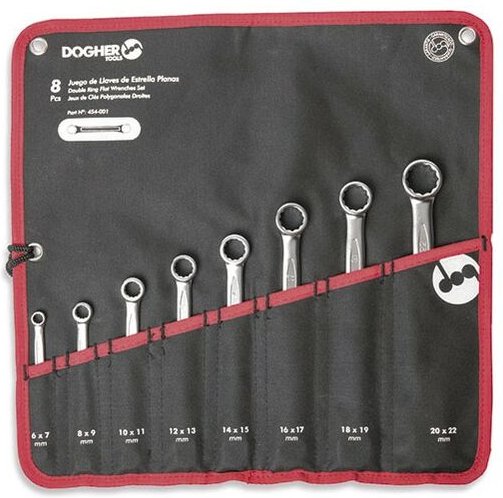 Tasche aus Nylon mit 8 flachen Doppelsternschlüsseln Dogher 454-001