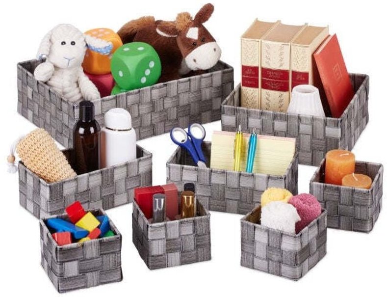 Set of 8 plastic storage baskets