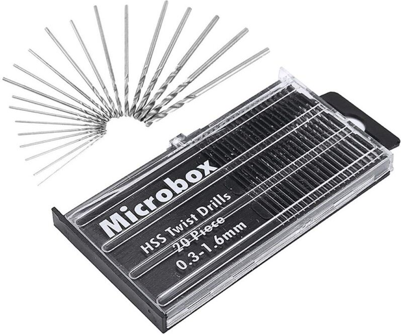 Ersandy - 20-teiliges HSS-Mini-Spiralbohrer-Set, Präzisions-Mini-Bohrer-Set, 0,3 mm–1,6 mm HSS-Spiralbohrer, Spiralbohre...