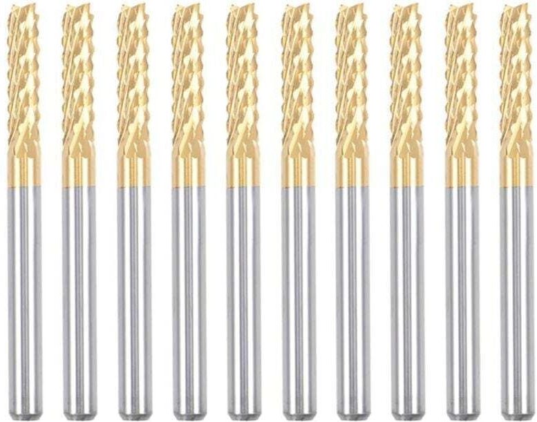 Titanhartmetall-Gravierfräser, 10 Stück, CNC-Fräser für Leiterplattenmaschinen, 3 mm Schaft, Titanbeschichtung