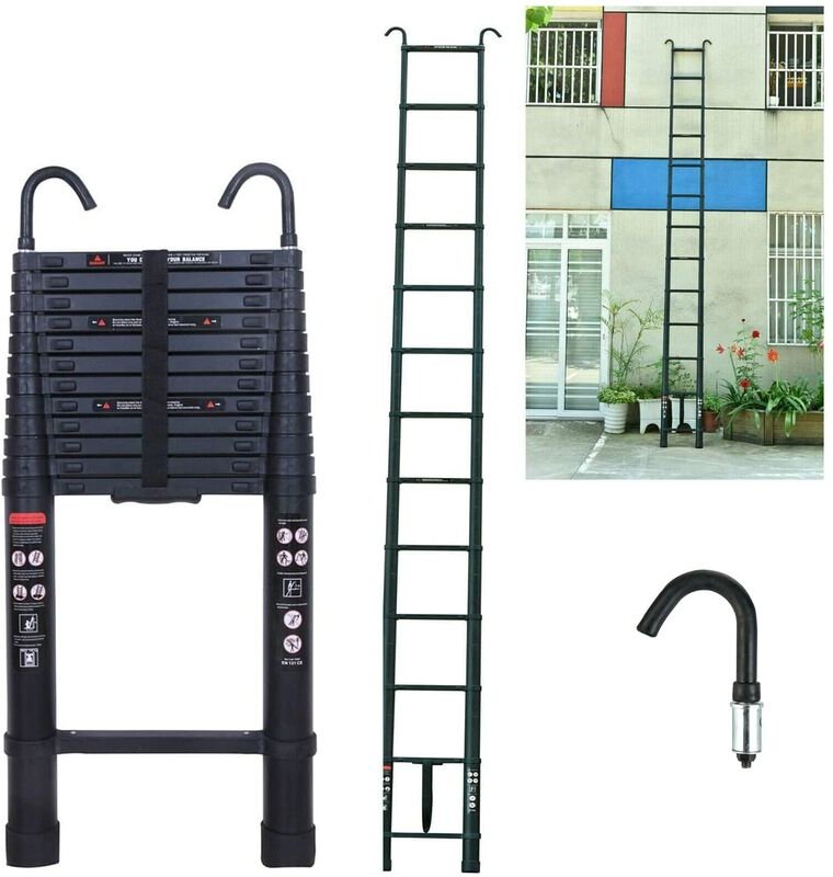 5m Teleskopleiter Mehrzweckleiter mit Abnehmbarem Haken Alu-Klappleiter Rutschfester Ausziehbare Robust Stehleiter 150 k...