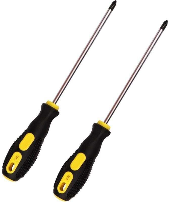 Jeu de deux tournevis cruciformes Phillips de 15 cm (6 pouces) avec manche antidérapant et embout magnétique, tournevis ...