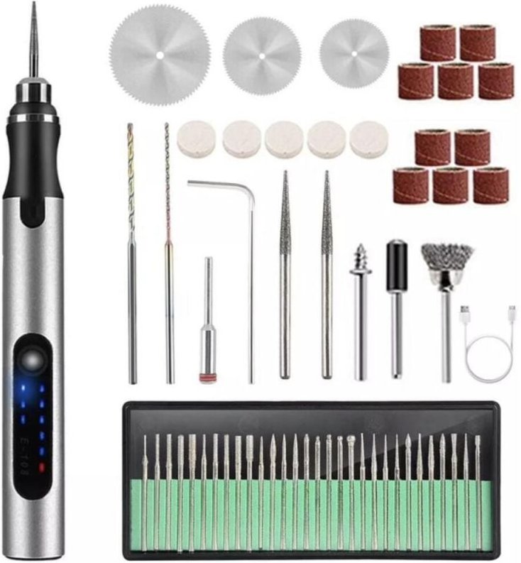 Elektrischer Gravierstift, einstellbare Geschwindigkeit, wiederaufladbares, kabelloses Profi-Gravierwerkzeug, 58-teilige...