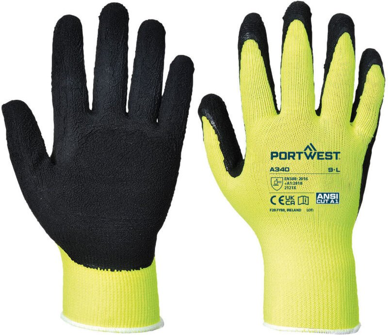 Handschuhe Grip HiVis Latex Gelb L – Größe 9
