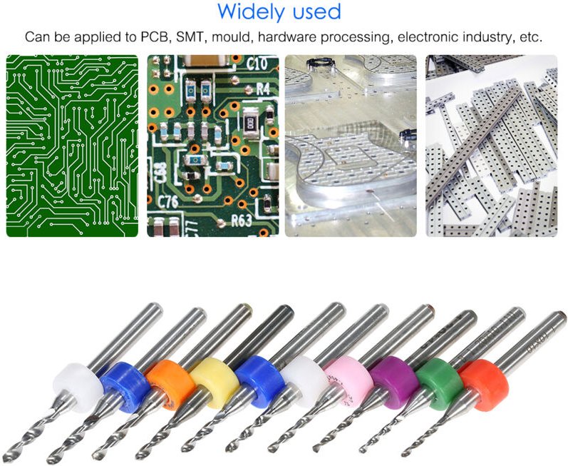 Thumbnail - 10pcs Tungsten -Vergaser -Micro -Bohrbits Gravurwerkzeuge für die pcb -Leiterplatte 1,1 mm+1,2 mm+1,3 mm+1,4 mm+1,5 mm+1...