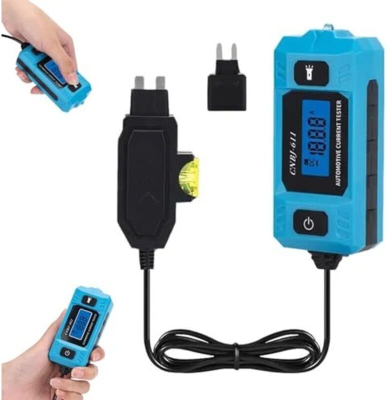 Kfz-Stromkreisprüfer, hochpräziser Stromprüfer, 20A 48V Kfz-Relais- und Sicherungsprüfer mit Frontlicht und blau hinterl...
