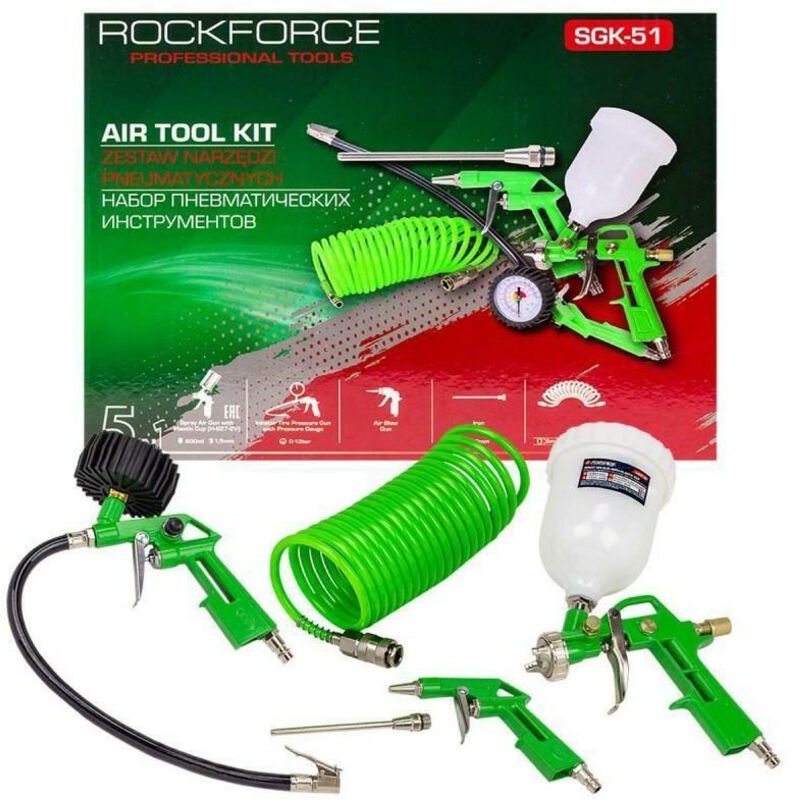 ROCKFORCE Druckluftwerkzeugsatz, 5-teilig