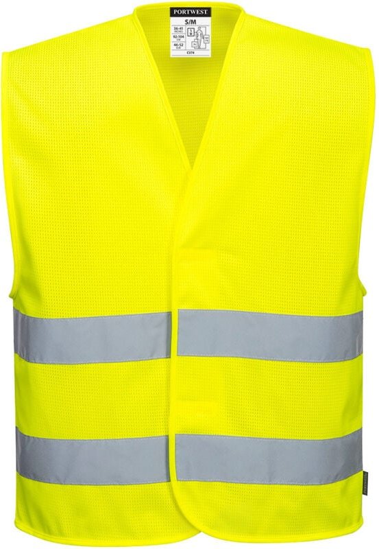 Warnweste mit 2 Streifen Hi-Vis MeshAir Gelb L/XL