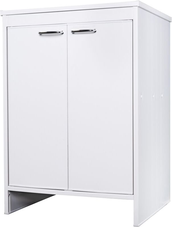 Waschbeckenschrank für Badezimmer und Waschraum, Weiß, aus PVC, mit 2 Türen, FB9002K Negari