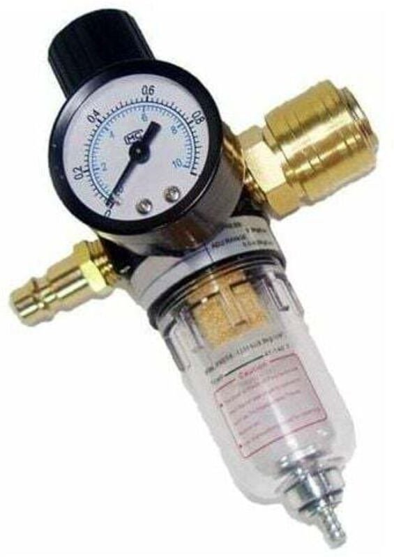 Druckminderer, Druckluft-Wartungseinheit, 1/4"-Druckregler mit Wasserabscheider und deutschen Schnellkupplungen für Komp...