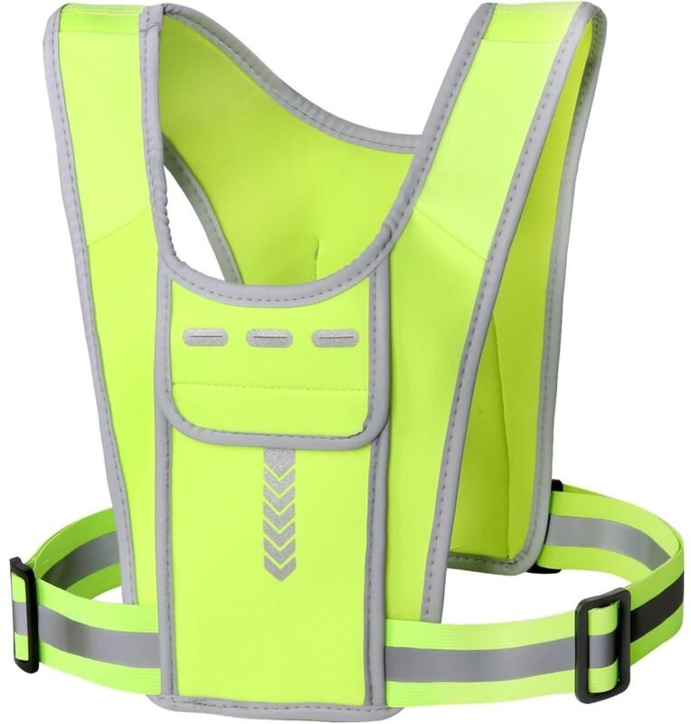 Reflektierende Laufweste mit 4 Taschen für Wasserflasche, Schlüssel, Karten, für Männer und Frauen, Accessoire zum Radfa...