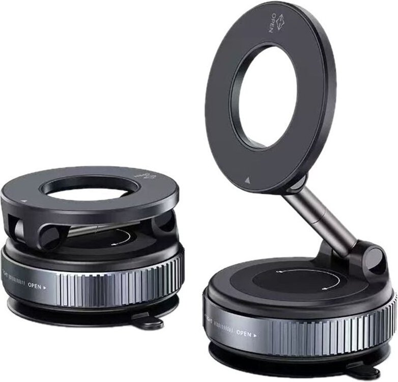 Magnetische Auto-Telefonhalterung: 360° drehbar, starker Saugnapf, Schwarz