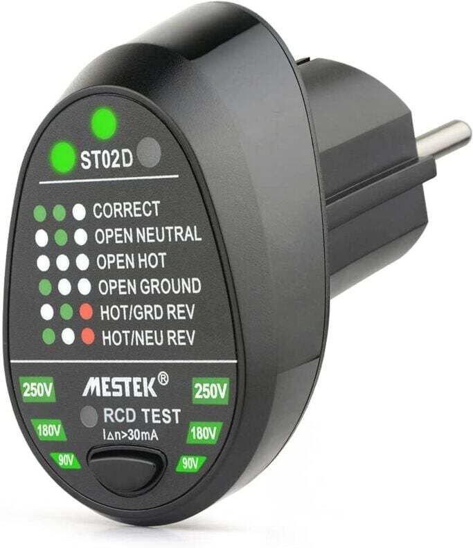 Testeur De Prise Électrique Automatique Détecteur Polarité RCD Terre Neutre