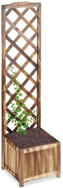 Flamed planter box with trellis