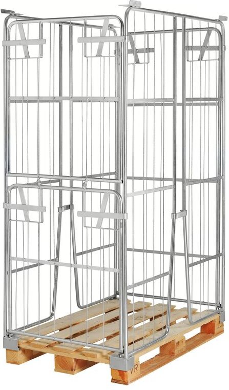 Kongamek Palettencontainer verzinkt 1800mm hoch, seitlich halb zu öffnen passend zu Europaletten 1200x800mm