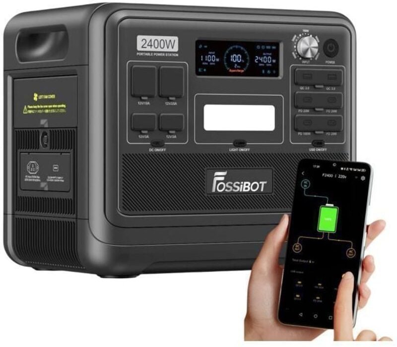 2400W 2048Wh Elektrische Zentrale, LFP Batterie Solar-Elektrogenerator, Tragbare Elektrische Station FOSSIBOT F2400, Sch...