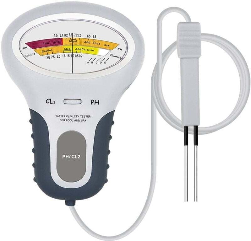 Tragbarer quadratischer 2-in-1-Schwimmbad-Restchlordetektor, pH-Testsonde, Wasserqualitätsanalysator