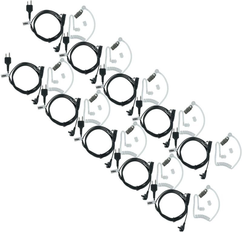 vhbw 10x Headset kompatibel mit Icom IC-F4022, IC-F4023, IC-F4026, IC-F4031 Funkgerät mit PTT Mikrofon - transparent, sc...