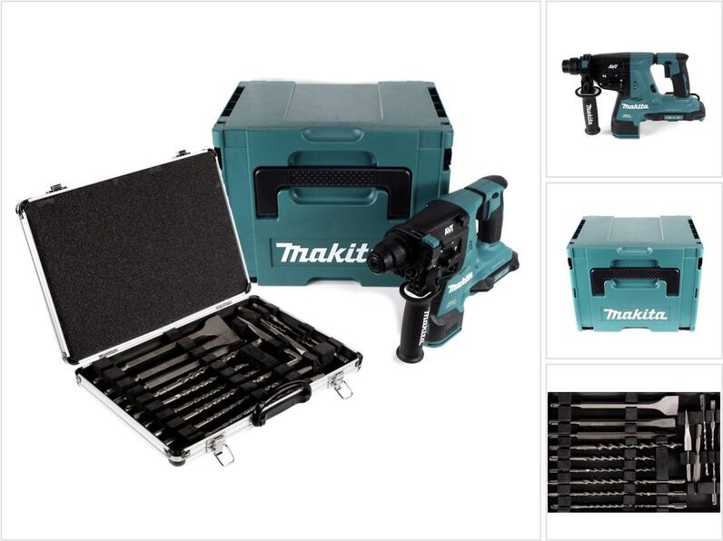 Makita DHR 280 ZJ Brushless Akku Bohrhammer 28 mm 2x 18 V für SDS-PLUS im Makpac - ohne Akku und Ladegerät + 17tlg. Bohr...