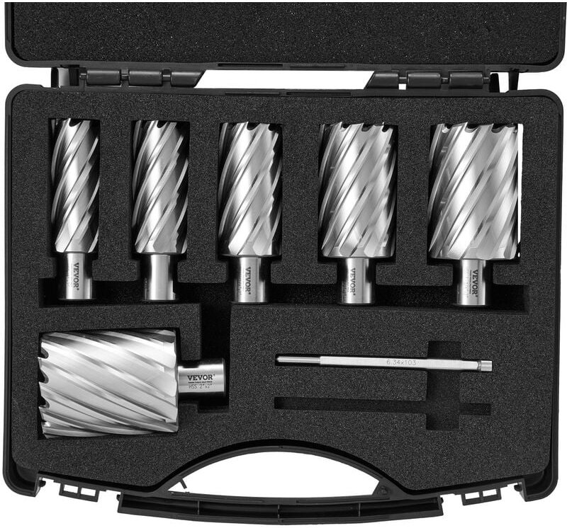 Vevor Kronenbohrer-Set Metall 6 tlg. 1, 1-1/8, 1-1/4, 1-1/2, 1-3/4, 2 Zoll Kernbohrer-Satz 50,8 mm Schnitttiefe Ringschn...