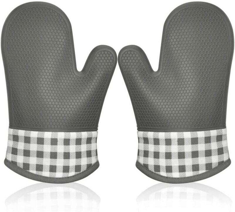 Hitzebeständige Silikon-Ofenhandschuhe, Ofenhandschuhe, dicke, isolierte Küchenhandschuhe zum Grillen und Kochen, Profi-...