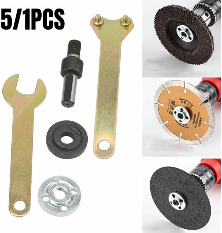3/8 Zoll (10 mm) Bohrer Winkelschleifer Dornadapter Scheibenhalter 2 Schlüsselsatz 5 in 1
