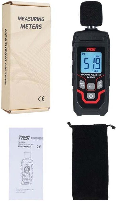 TASI TA656A Schallpegelmesser – 30–130 dB Lärmmessgerät (0,1 dB Genauigkeit) – Für Profis