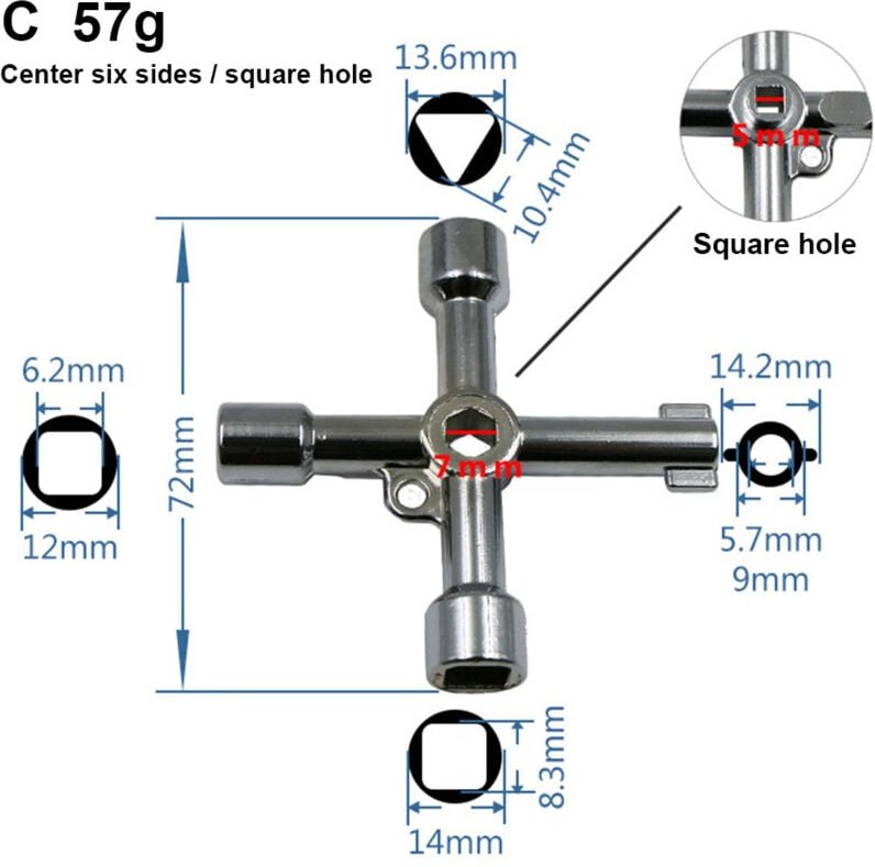 Marhynchus Universalkreuz 4-Wege-Mehrfachposition für Gas- und Elektro-Aufzugszähler, mit Schlüsselanhänger (wie abgebil...