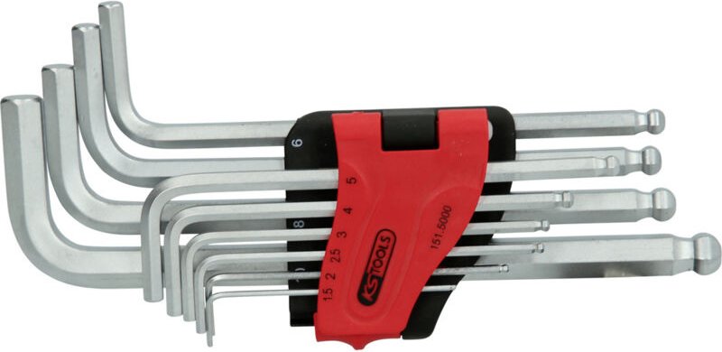 Thumbnail - Ks Tools Kugelkopf-Innensechskant-Winkelstiftschlüssel-Satz, lang, 10-tlg - 151.5000