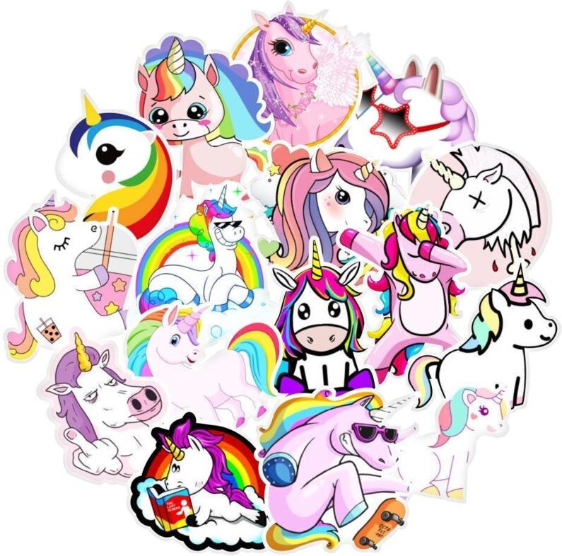 Packung aufkleber - einhorner