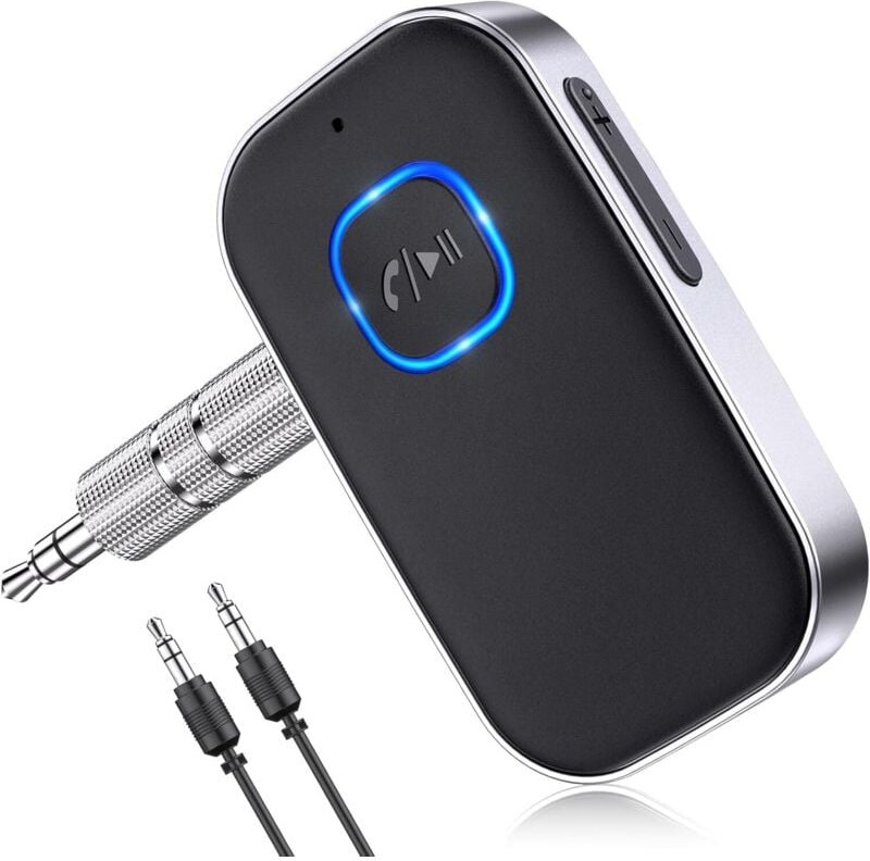 Bluetooth 5.3 Autoempfänger, Bluetooth-Autoadapter 3,5-mm-AUX-Buchse mit kabelloser Rauschunterdrückung für Autoradio/He...
